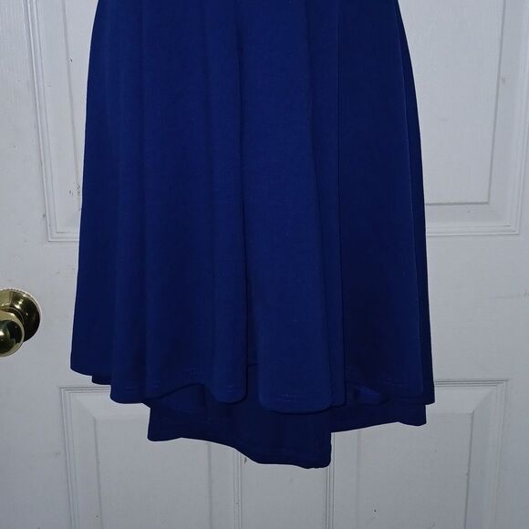 Trac royal blue high low open criss cross open back semi formal dress SZ L NWOT - Picture 2 of 9